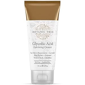 Botanic Tree Glycolic Acid Face Wash, Exfoliating Facial Cleanser and Scrub, 10% Glycolic Acid, AHA and Salicylic Acid, 6 fl. oz