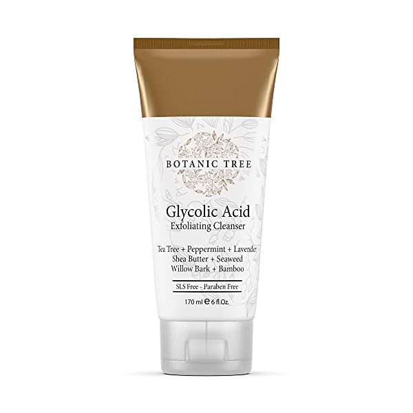 Botanic Tree Glycolic Acid Face Wash, Exfoliating Facial Cleanser and Scrub, 10% Glycolic Acid, AHA and Salicylic Acid, 6 fl. oz