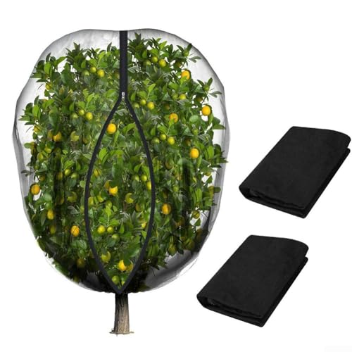 Eawfgtuw Obstbaum-Netzbeutel mit Reißverschluss, Kordelzug, feinmaschig, Gartenpflanzenschutzabdeckung für Heidelbeersträucher, Zitrusbäume, Tomaten gegen Vögel, Eichhörnchen, Kaninchen (1,2 x 1,4 m)