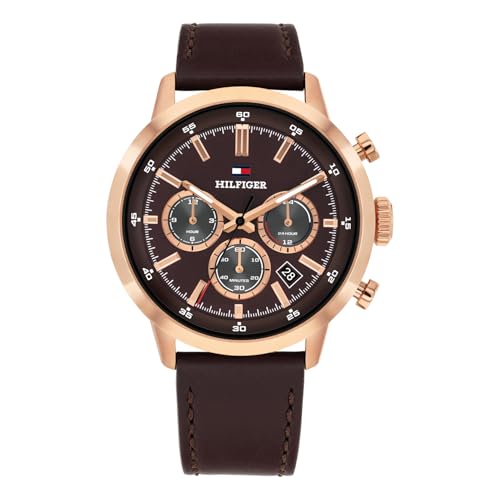 Image of Tommy Hilfiger Kent with Brown Dial Brown Leather Strap Watch for Men - TH1710752