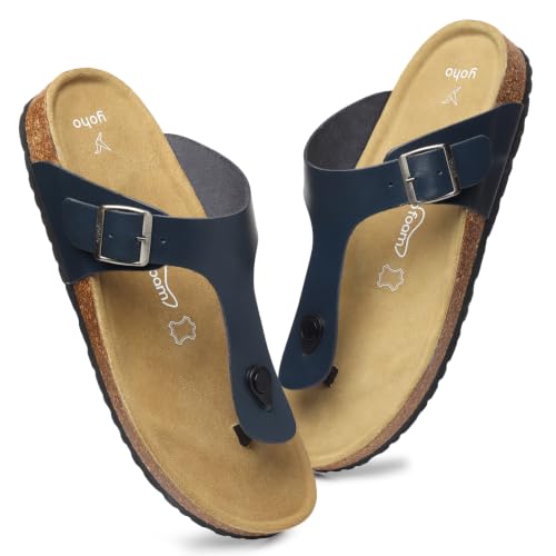 Image of YOHO Sandals for Men | Leather Thong Sandals with Cork Footbed for Daily Wear- SDL
