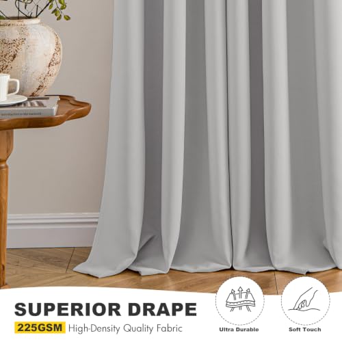 Image of MIULEE Blackout Curtains for Bedroom 2 Panels 40 x 84 Inch Long Silver | Thermal Insulated, Living Room Darkening Grommet Drapes, Noise Reducing, Light Blocking Window Treatments