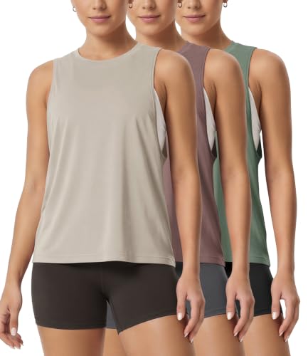 Image of ODODOS 3-Pack Loose Tank Tops for Women Sleeveless Gym Athletic Workout Tops Yoga Shirts