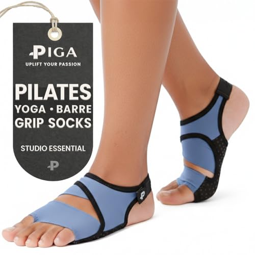 Image of PIGA Toeless Pilates Socks - Non-Slip Grip for Men & Women, Breathable, Durable for Pilates, Barre & Yoga Workouts