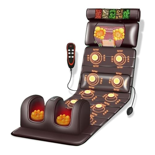 Tappetino Massaggiante Rilassante For Tutto Il Corpo Con Calore - 10 Nodi Vibranti, Cuscini Regolabili E Cuscinetti Riscaldanti For Il Sollievo Dei Muscoli Del Collo(A)