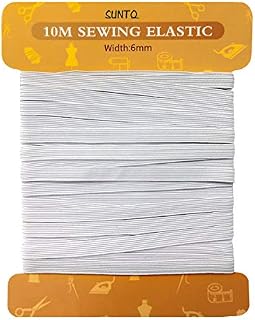 SUNTQ Elastic Cord 6mm x 10m Sewing Elastic Elastic Flat Band Stretchy Cord for Skirts and Trousers Waistbands Clothing - for Arts & Craft, White