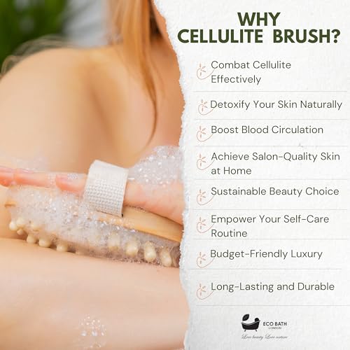 Eco Bath London Cellulite Handbürste - Cellulite-Behandlungsbürste, Effektiver Cellulite-Entferner und Massagegerät für glatte, straffe Haut, natürliches Holz-Peeling-Massagegerät