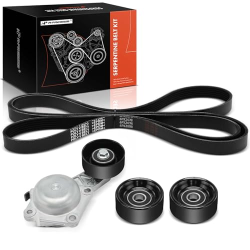 A-Premium Engine Serpentine Belt Drive Kit W/Tensioner & Idler Compatible with Ford & Starcraft Bus Cars - F-150 2010-2014, E-350 Super Duty 2017-2018, E-450 Super Duty 2017-2019, Starlite - 6.2L