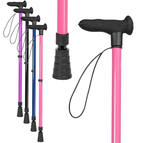 COOL CRUTCHES Walking Stick for Adults | Comfy, Stylish, Safe & Robust | Height Adjustable, Neoprene Grip | Suitable for Medical Use | Pink, Right-Handed