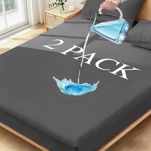 Image of Ruili Full Mattress Protector Waterproof Washable Breathable 2 Pack | Mattress Pad Up to 18 Inch Dirt-Proof TPU Backing Hotel Home Hospital Fitted Bed Cover Soft Noiseless