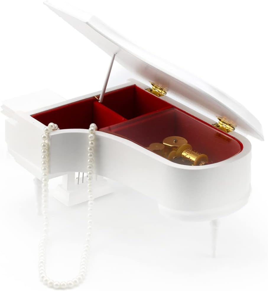 Sophisticated 30 Note Miniature Musical Matte White Grand Piano with Bench - Nutcracker Suite image 4