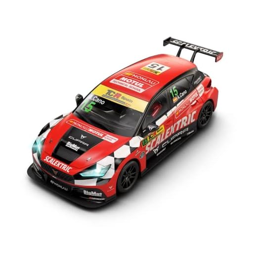 Scalextric - Coche de carreras ORIGINAL - Coche Slot escala 1:32 (Cupra León Competición – Monlau)