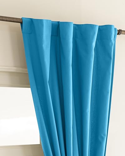 Image of THE LINEN COMPANY Solid Curtains 6.5 Feet Long, Cotton Duck Canvas Window Curtains for Bedroom, 6.5ft Set of 2, Carolina Blue