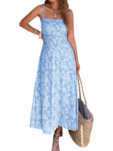 Mieazom Womens Floral Maxi Dress Spaghetti Strap Fitted A Line