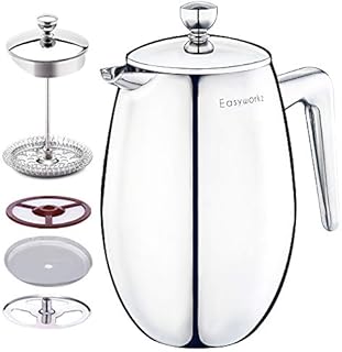 Easyworkz Nando Double Wall French Press Coffee Maker 1000ml Stainless Steel Insulated Thermal Cafetiere