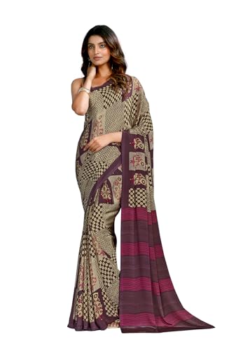 Image of Jaanvi fashion Women's Crepe Silk Saree with Unstitched Blouse Piece | Soft Lightweight Traditional Ethnic Wear Saree for Party, Wedding, Festival