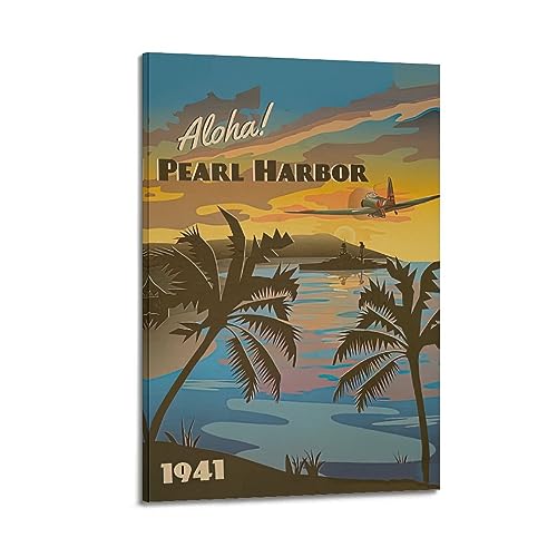KTIN Poster vintage 1941 Pearl Harbor War Illustration Poster décoratif sur toile Poster mural et image d'art moderne pour chambre à coucher 40 x 60 cm