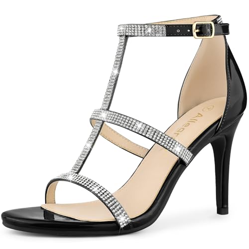 Sandales à talon aiguille femme mariée soirée chic bride strass noir 39