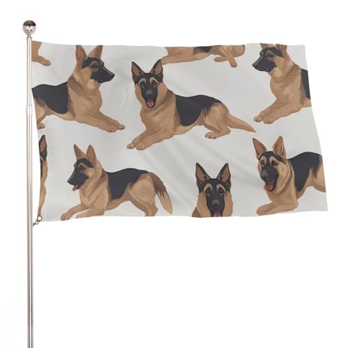 Drapeau de jardin saisonnier extérieur Berger Allemand pour grande cour et décoration de ferme