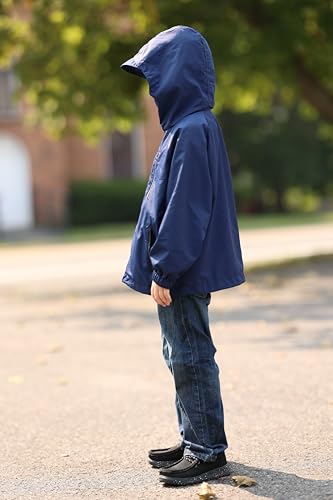 Image of Rolanko Girls Rain Jacket Lightweight Waterproof Hooded Kids Raincoat 6-16 | Kids Windbreaker, Water-Repellent, Sealed Zip Pockets, Reflective Strips, Extended Hood, Outdoor, School Daily, Travel