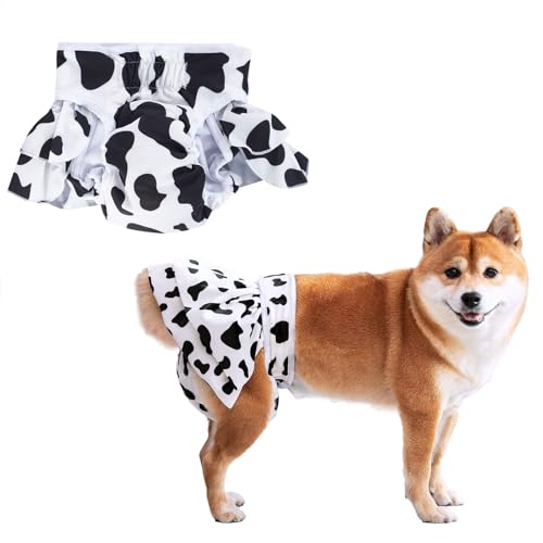 KUVEELA PET 犬用マナーパンツ メス サニタリーパンツ 犬用生理パンツ 犬用オムツカバー 女の子 通気性 吸水性良い 再利用可能(黒白柄 XL)