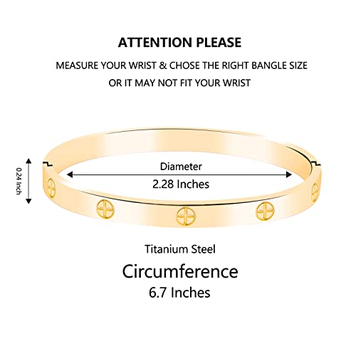 Clear Ant Love Bangle For Women Girls 18K Gold Plated Titanium Steel Fashion Simple Cuff Bracelet Bangle Jewelry Gifts For Valentine's Day Birthday Gifts (Gold, 19) #TOP1