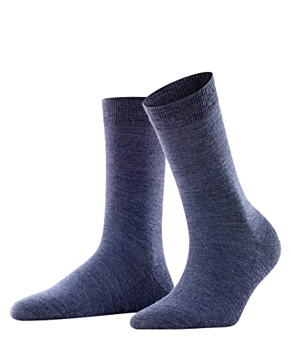 FALKE Damen Socken Softmerino W So Wolle Baumwolle einfarbig 1 Paar, Blau Dark Blue Melange 6688, 39-40