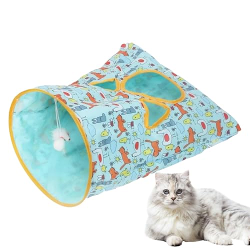 Phantasmia 猫トンネル 3D折りたたみ可能 カサカサ音付き クリックペーパー付属 ペット用遊び道具 グレージュ色 綿生地 室内用小型ペット向け