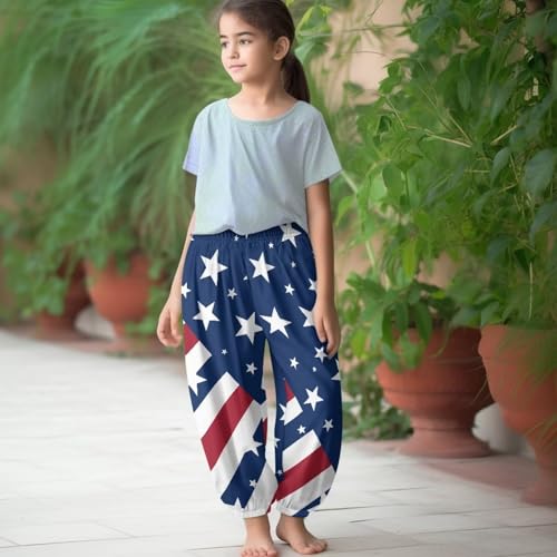 Boys Girls Baggy Harem Pants, Lightweight Wide-Leg Flares Pants Hip Hop Dance Yoga Pants Size M to XL4