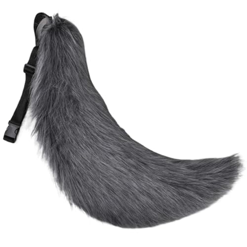 Cola de Zorro o Lobo Gris Ajustable para Niños y Adultos en Fiestas Temáticas