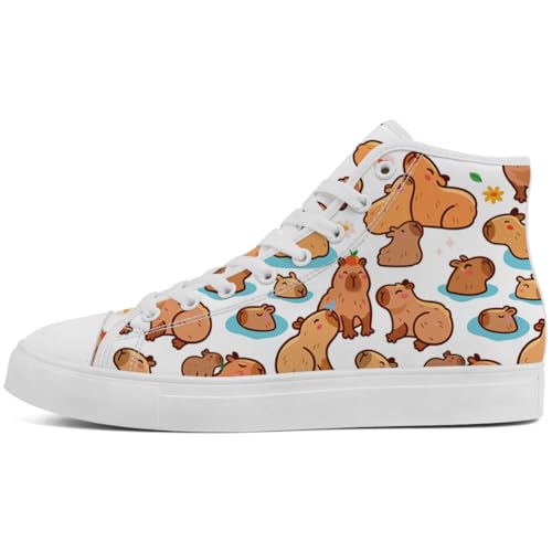 High Top Shoes for Men Women Capybara High Top Canvas Sneakers Lace Up Casual Walking Shoes Gifts for Boyfriend Girlfriend
