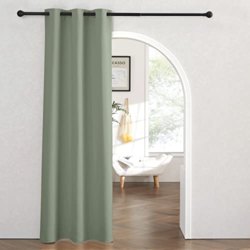 Image of RYB HOME Temporary Doorway Curtains Blackout Privacy Room Divider Curtains Portable Drapes for Closet Wall Panel for Bedroom Living Room Dining Basement Window, W 60 x L 108 inches, Sea Grenn