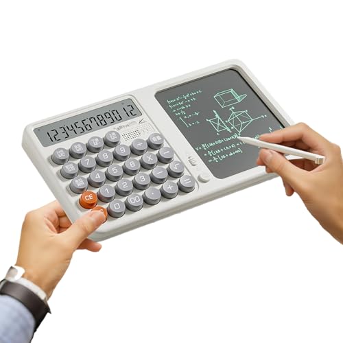 Calculadora con bloc de escritura, pantalla de estudiantes, herramienta de cálculo de pantalla grande con tablero de dibujo de escritura a mano para adultos, niños, escuela, negocios, hogar
