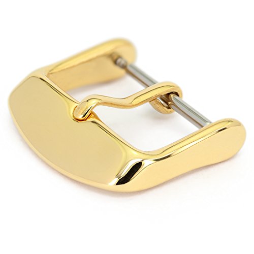 Wellfit Watch Bands Straps Replacement Buckle Watch Watchband Clasp - Choice of Color and Size - Vacuum PVD Finish (20mm, Gold)