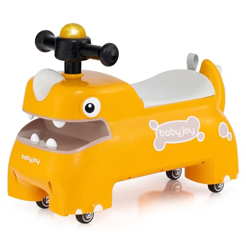 Costway Gelbes Dinosaurier Rutschauto mit Stauraum FC32510DE