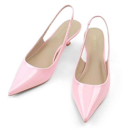 Image of JENN ARDOR Slingback Heels for Women Low Heels Dress Shoes Kitten Pumps Dressy Heeled Sandals Wide Width Fashion Casual Shoes