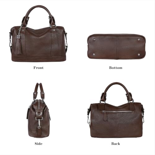 Image of HESHE Womens Genuine Leather Purse Satchel Tote Bags Ladies Real Leather Bags Crossbody Handbags