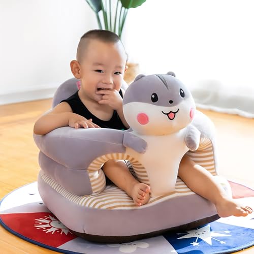 Image of Baby Support Seat, Cute Baby Sofa Chair for Sitting Up, Comfy Plush Infant Seats (Hamster,W17.5 x H17.5)
