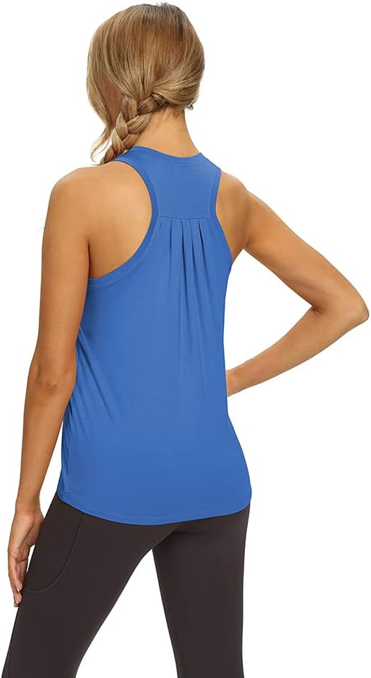Mippo Workout Tops for Women High Neck Racerback Tank Tops Loose Fit Athletic Yoga Shirts - Image 3
