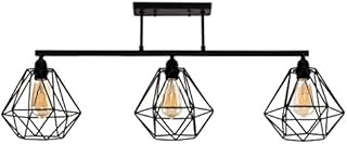 MiniSun Industrial Steampunk 3 Way Satin Black Pipework Bar Ceiling Light with Black Basket Cage Shades - Complete with 4w LED Filament Bulbs [2700K Warm White]