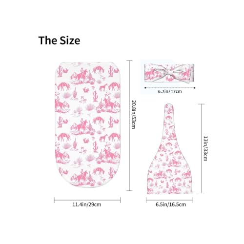 Image of Western Cowboy Cactus Pink Baby Stuff Swaddle Blanket Wrap Baby Newborn Blanket Soft Stretchy with Headband Hat Set Gift for Infant Boy Girl
