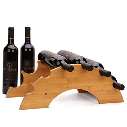 Soporte para botellas de vino 6 puestos de bambú miniatura 1