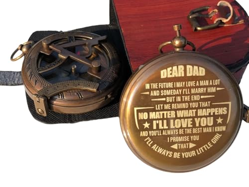 Brújula personalizada para papá, regalo de hija, brújula de latón funcional personalizada para el Día del Padre, cumpleaños, aniversario, Navidad o retiro miniatura 3