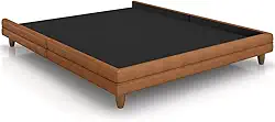 Cama Casal Base Box Pés Madeira 140cm Suném P05 Couríssimo Whisky - Lyam Decor