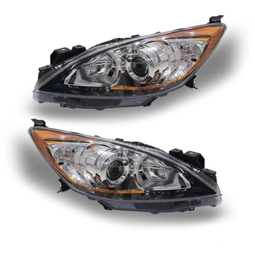 OLEKE 2 Pcs Front Headlight Assembly Compatible with 20102013 Mazda3 4-Doors