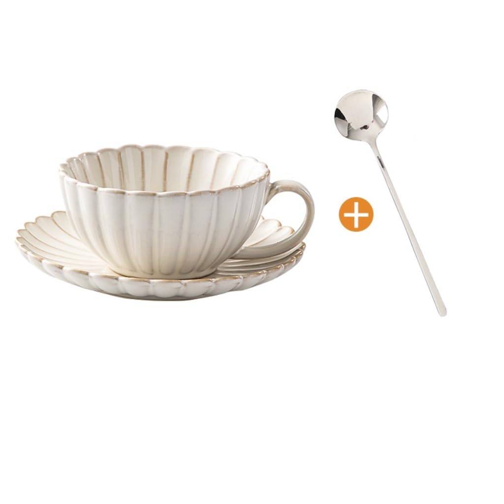 kubek ceramiczny, Zestaw retro filiżanek i spodków do kawy, ceramiczny kubek domowy, kubek na wodę, kubek do latte vintage, popołudniowa herbata(B)