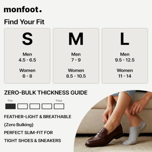 Image of MONFOOT Men's /Women's 10-20 Pairs Thin Cotton Low Cut Ankle Socks, Multipack