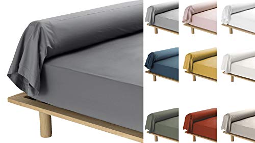 Taie De Traversin 10 Coloris Différents - 85x185 cm Percale 78 Fils (Anthracite Gris)