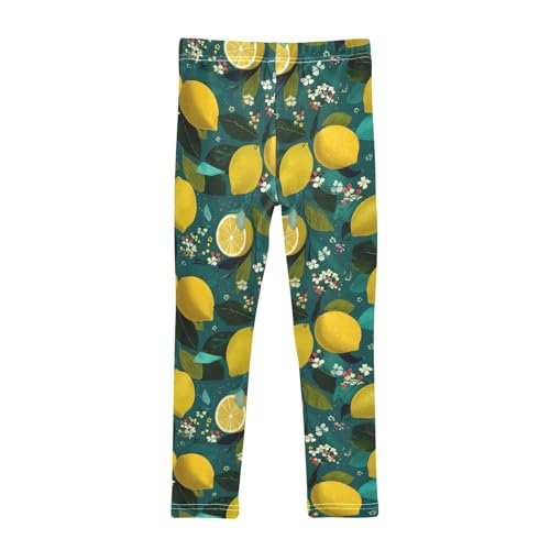 Girls Leggings Lemons Flower Leaves Soft Toddler Leggings for Girls Kids Pants Size 4T-10T2