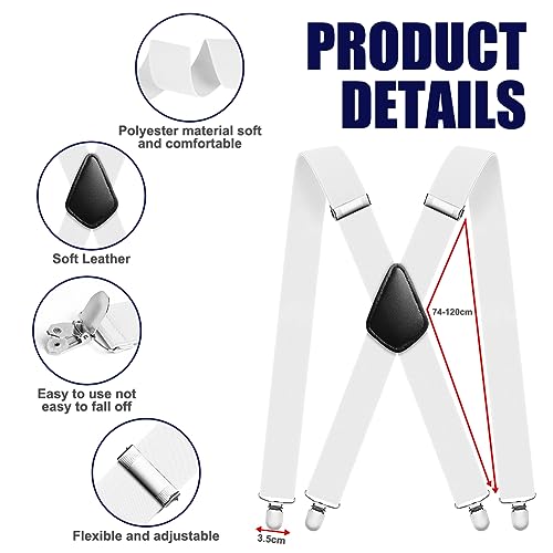 Image of Aomig Men's Adjustable Wide Braces, Extra Wide X Braces for Men, Braces for Men with Very Strong 4 Clips - 3.5 cm